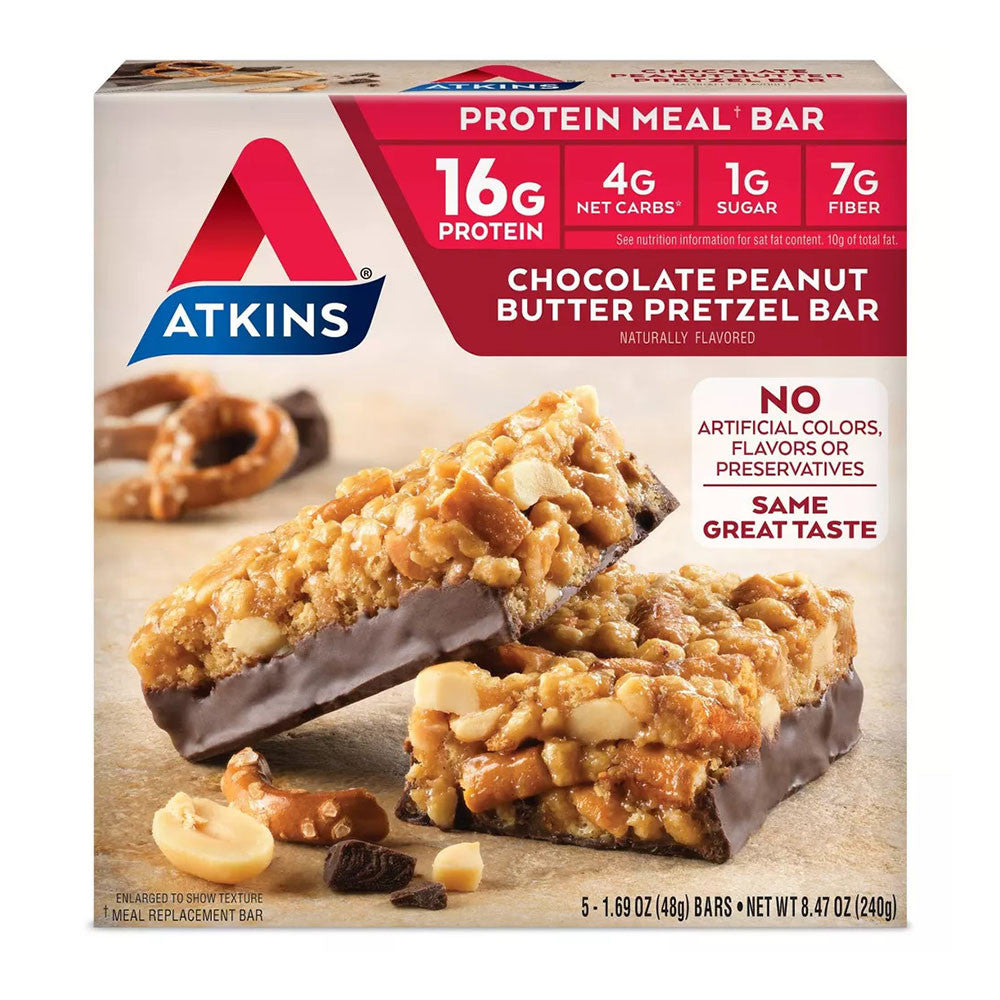 Atkins Meal Bars, Chocolate Peanut Butter Pretzel, 5 Ea